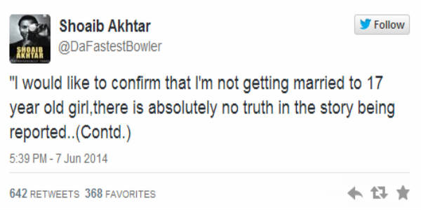 Shoaib Akhtar's Tweet1