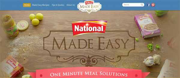 National food made easy website screenshot
