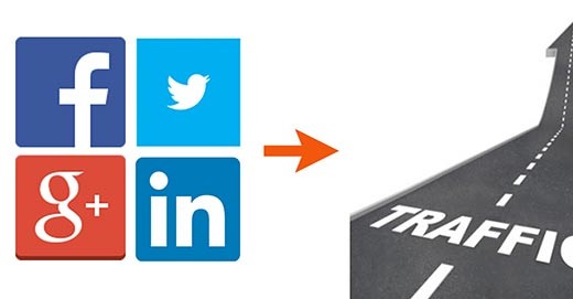 social media icons and road graphics